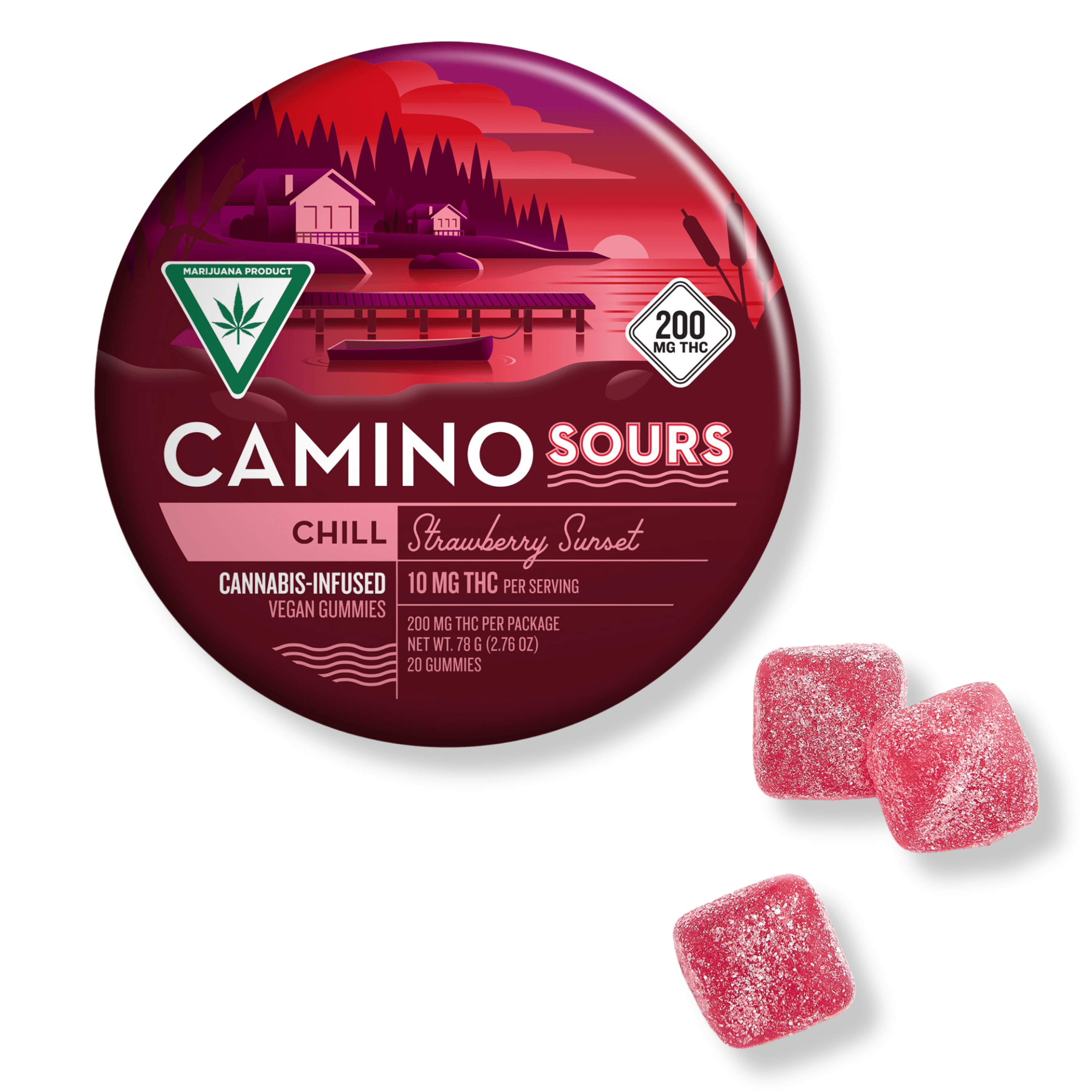 Sours Strawberry Sunset 200mg Gummies By Camino
