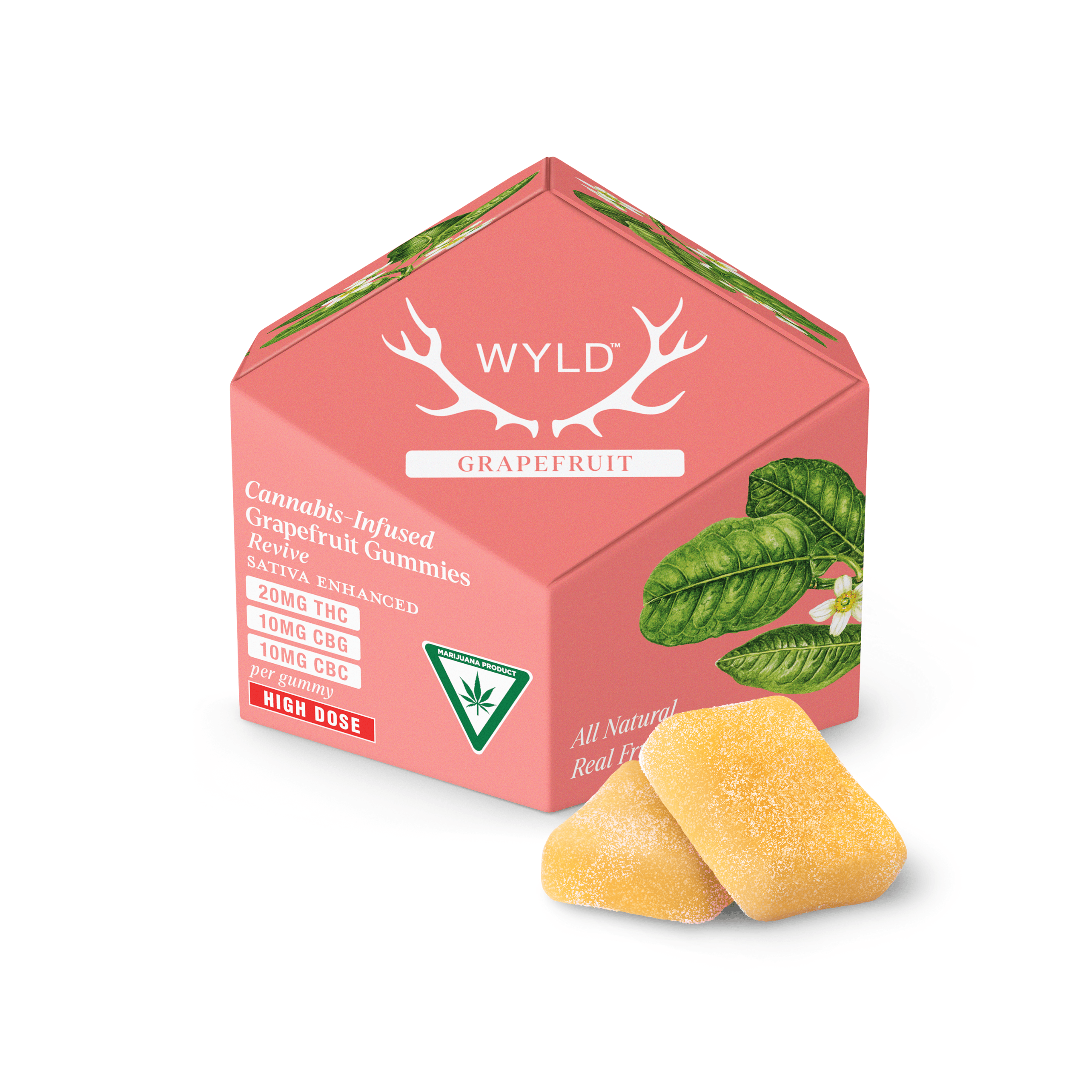 2:1:1 Grapefruit 200mgTHC:100mgCBG:100mgCBC Hybrid Gummies by Wyld
