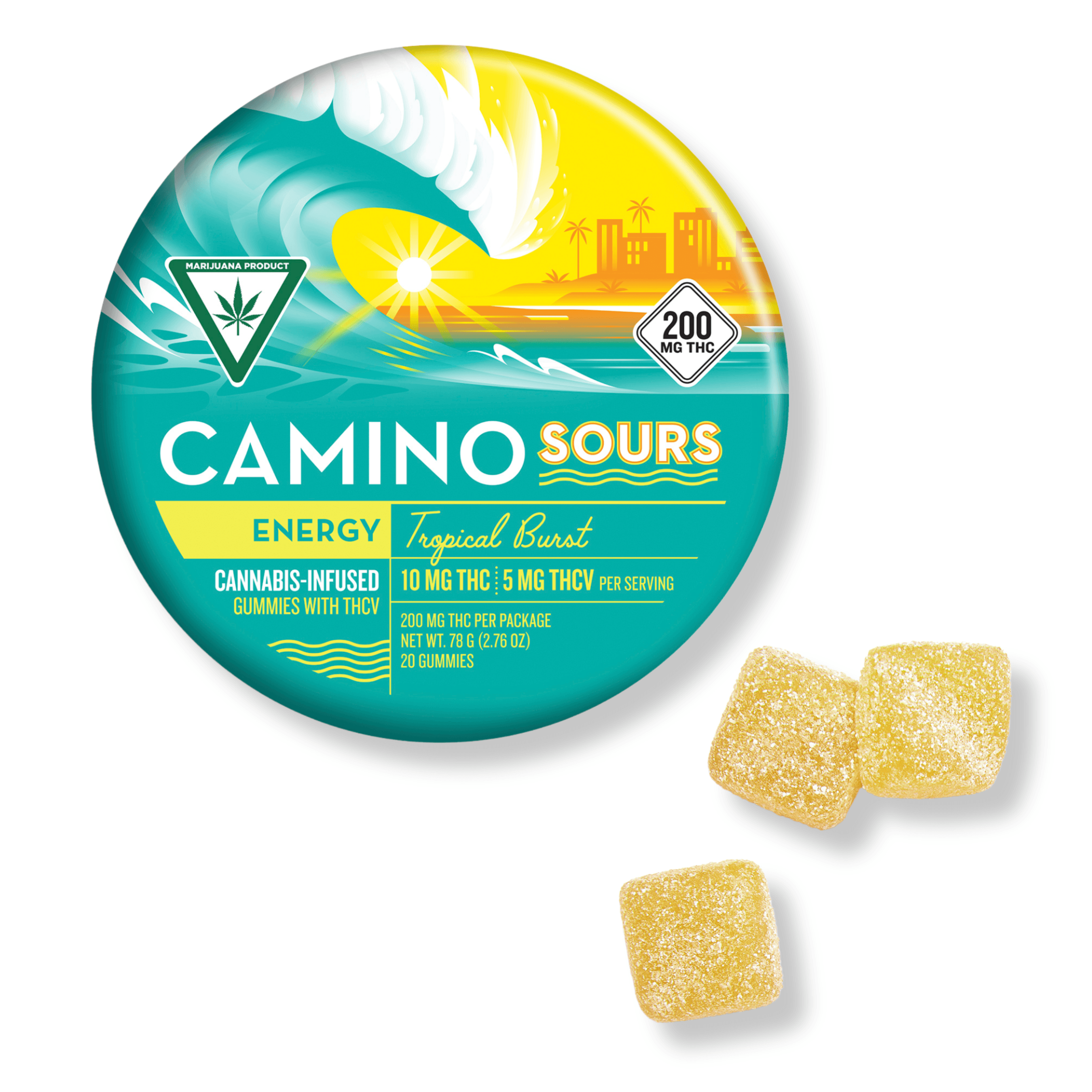 Sours Tropical Burst 200mg Gummies By Camino